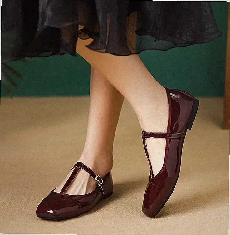 Damen Loafers Boat Ballet Mary Jane Riemen Schnalle Schuhe Pumps Knöchelriemen