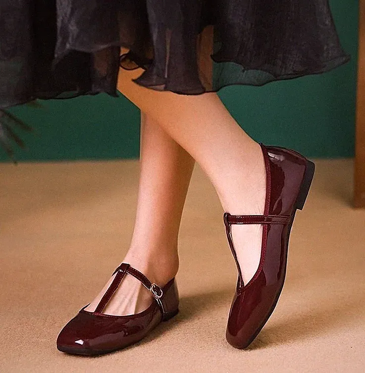 Damen Loafers Boat Ballet Mary Jane Riemen Schnalle Schuhe Pumps Knöchelriemen
