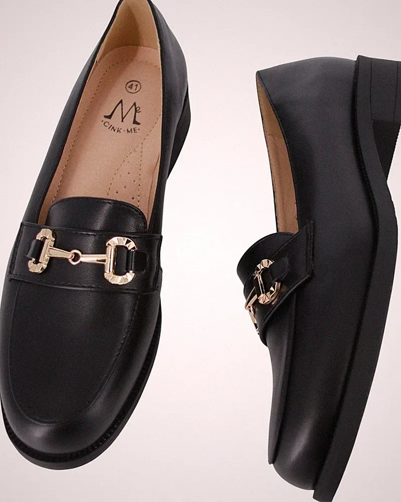 Damen Loafers Mokassins Schwarz KunstLeder 2,5 cm Halbschuhe