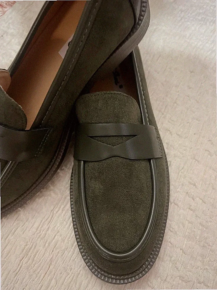 Damen Mädchen Halbschuhe Halbschuhe Mokassin College Olivgrün