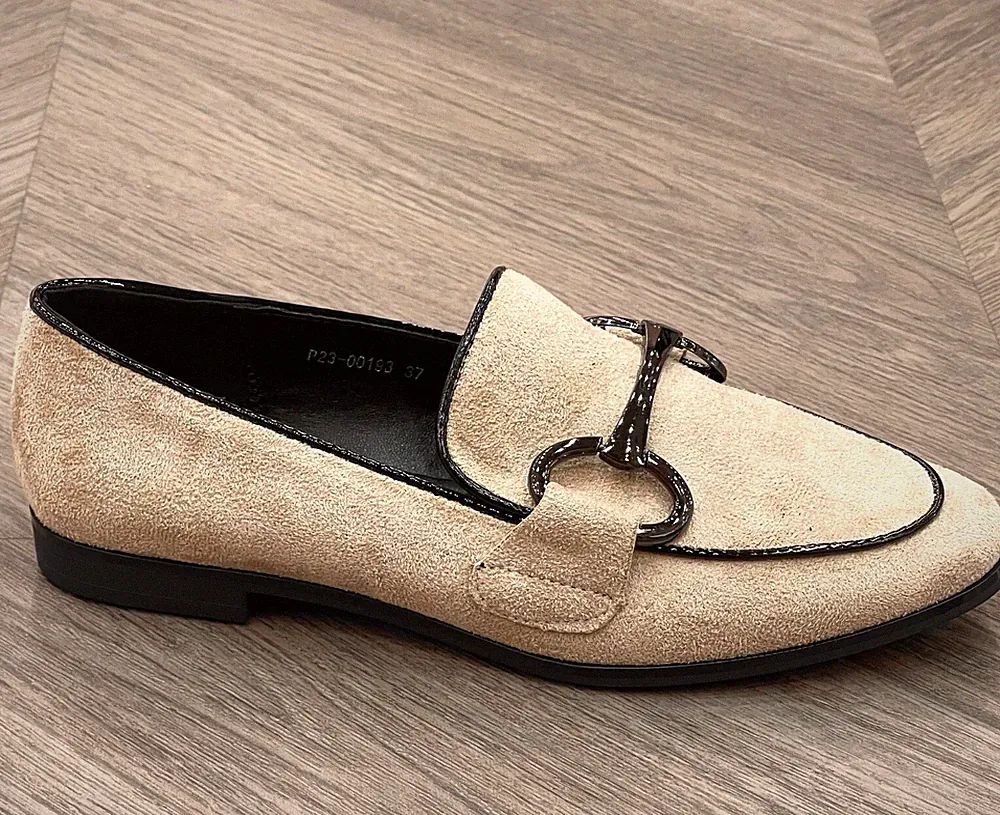Damen Mädchen Halbschuhe Khaki mit Klemme Silber Herbst Winter