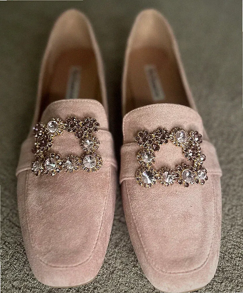 Damen Mädchen Schuhe Halbschuhe bunt hellrosa nude (pink) mit Strass