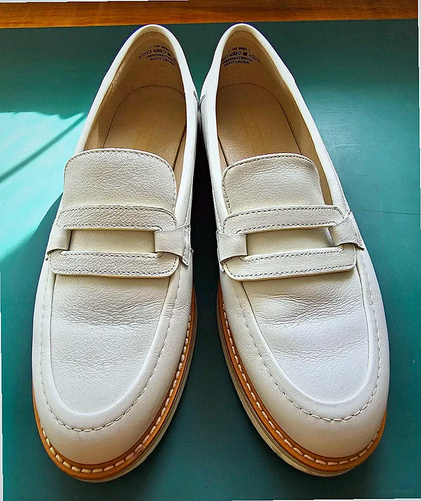 Damen Mokassin Loafer Slip-On Leder Weiß EU 39 rutschfest Kontrastnähte