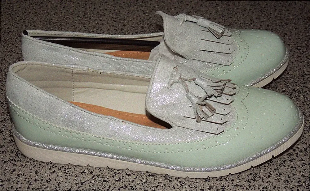Damen Mokassins Loafer Blau Lackoptik Synthetik Gr. 39 Bello Star