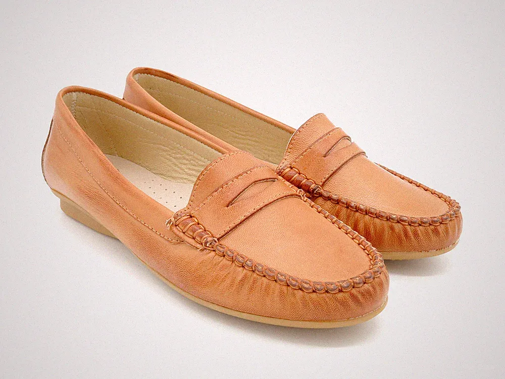 Damen Mokassins Nappa Leder Loafer Sommerschuhe geschlossen leicht MADE IN SPAIN