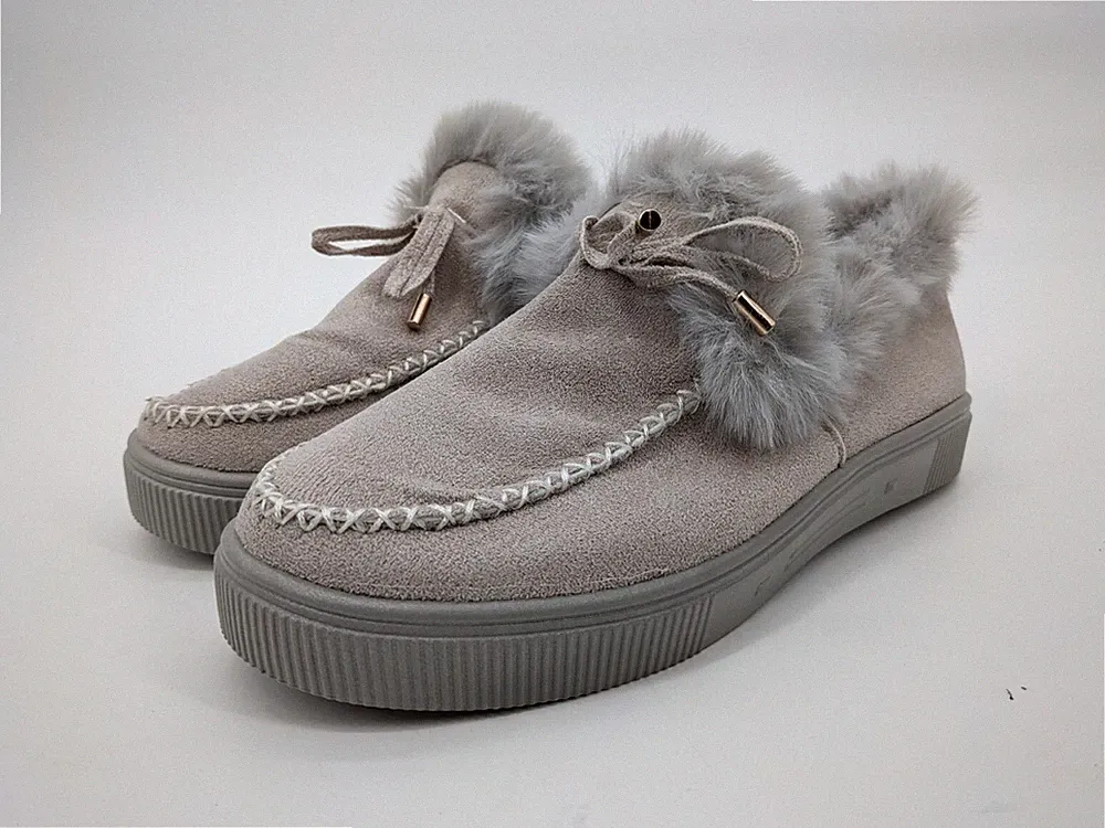 Damen Plateau Mokassin Hausschuhe Slipper Loafer Plüsch Schuhe Gr. UK 6,5