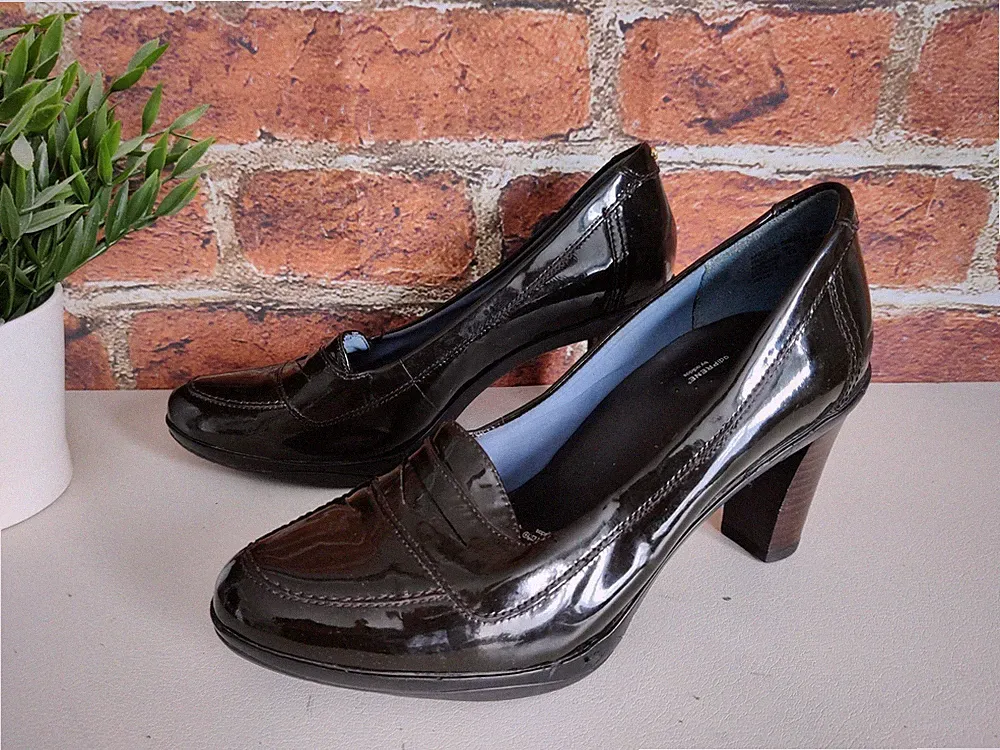 DAMEN-PUMPS ROCKPORT ADIPRENE by ADIDAS UK 5,5 BRAUN LACK PENNY LOAFER