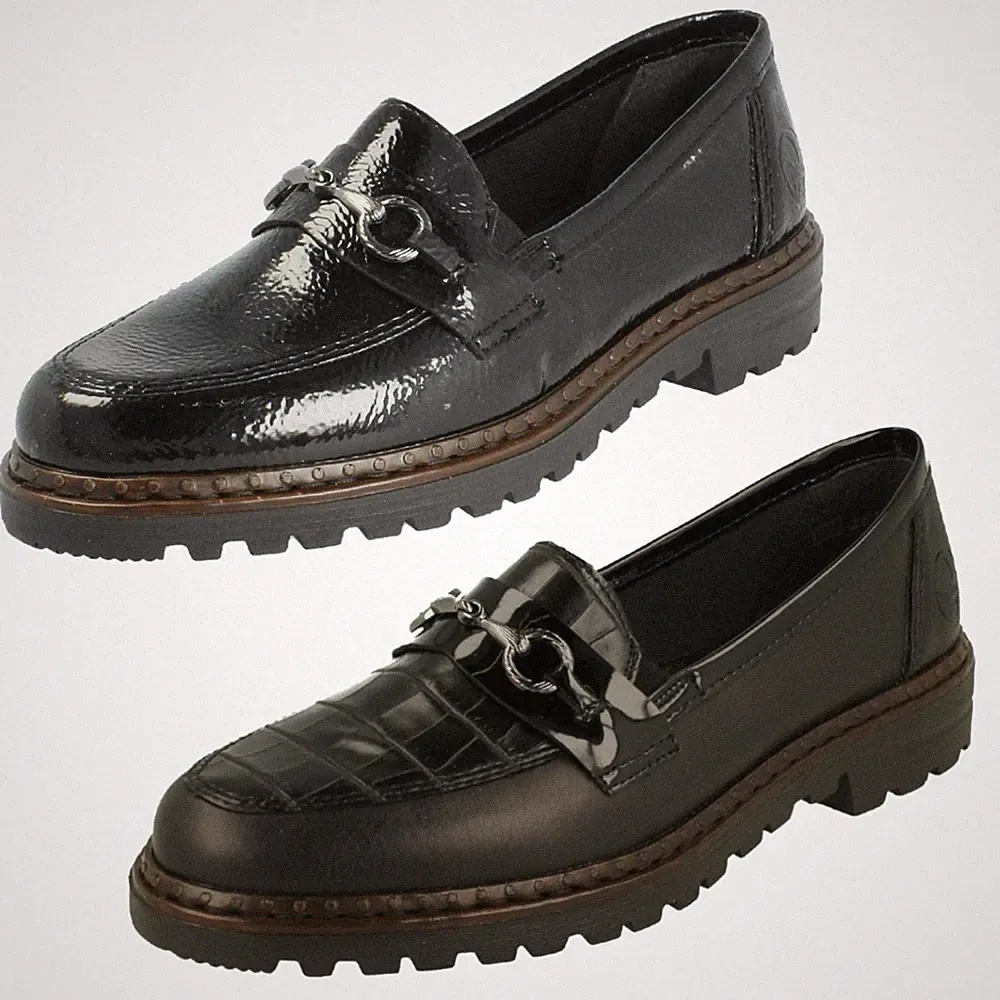 Damen Rieker Elegante Slipper aus Leder Loafer 54862, Schlupf