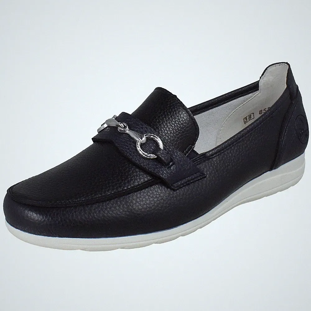 Damen Rieker Flache Slipper Loafer Mit Ketten-Detailing *L9355*