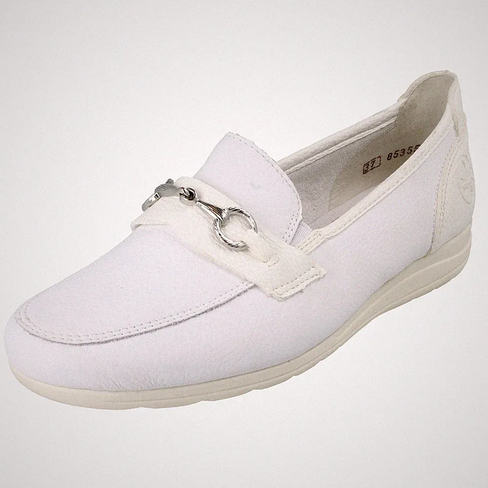 Damen Rieker - L9355 flache Slipper im Loafer-Stil mit Kettendetails