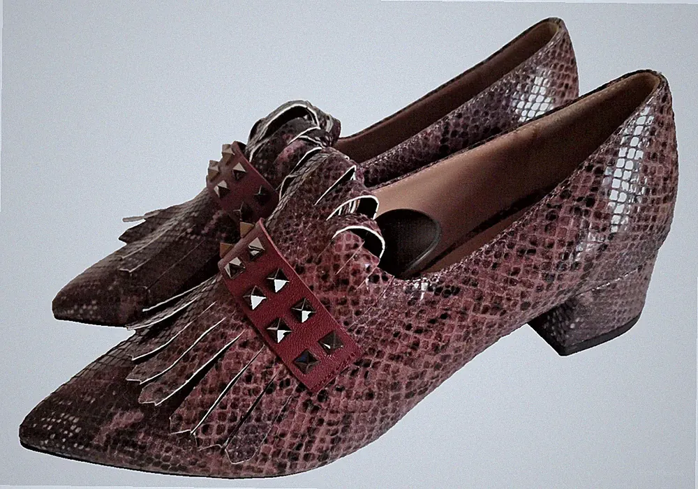 Damen Schuhe Ballerinas Loafers SIENNA Gr 40 lila geprägtes Leder made in Italy