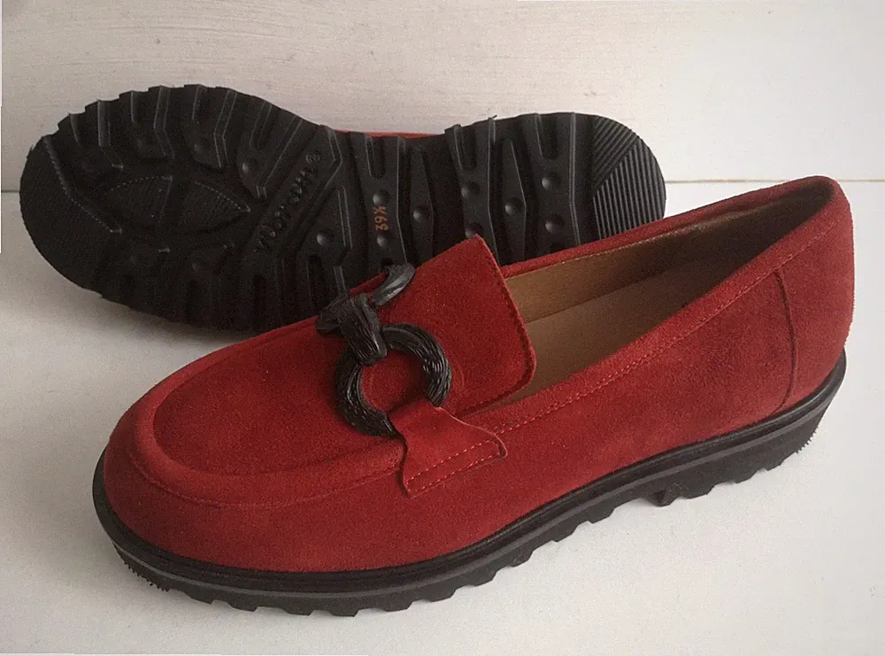 Damen Schuhe Loafers Ballerinas VIAMERCANTI Gr 39,5 weinrot Leder