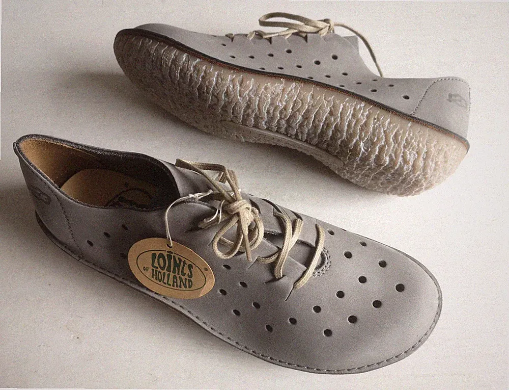 Damen Schuhe Loafers Schnürer Cutoots Loints of Holland Gr 37 grau Nubuk Leder