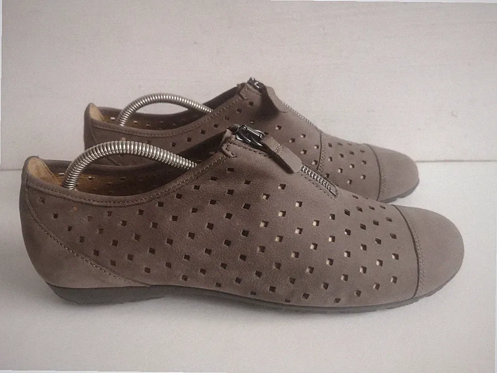 Damen Schuhe Sneaker Loafers Cutouts GABOR hovercraft Gr 39 UK6 hell braun Leder