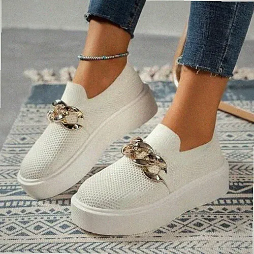 Damen Schuhe Sneaker Loafers Walking Plateau Flache Pumps Slip On Freizeit DE