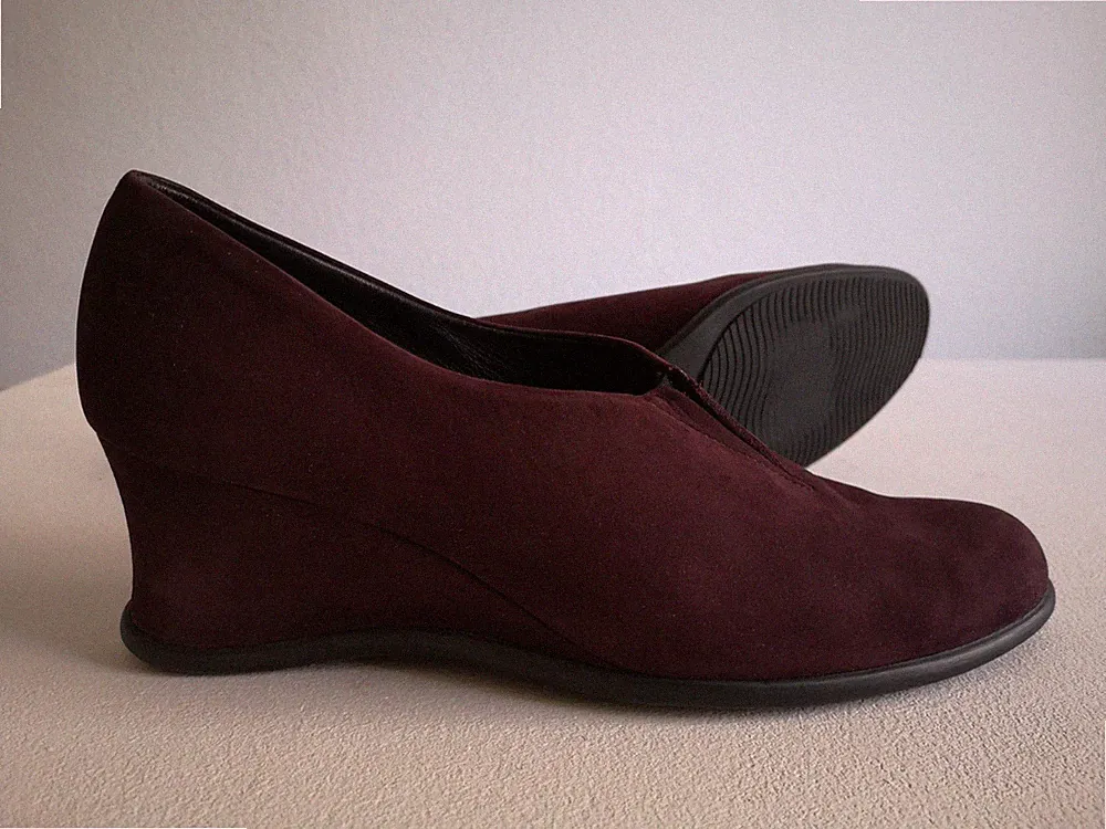 Damen Schuhe Wedge Loafers ARCHE Gr 38 violett Velour Leder