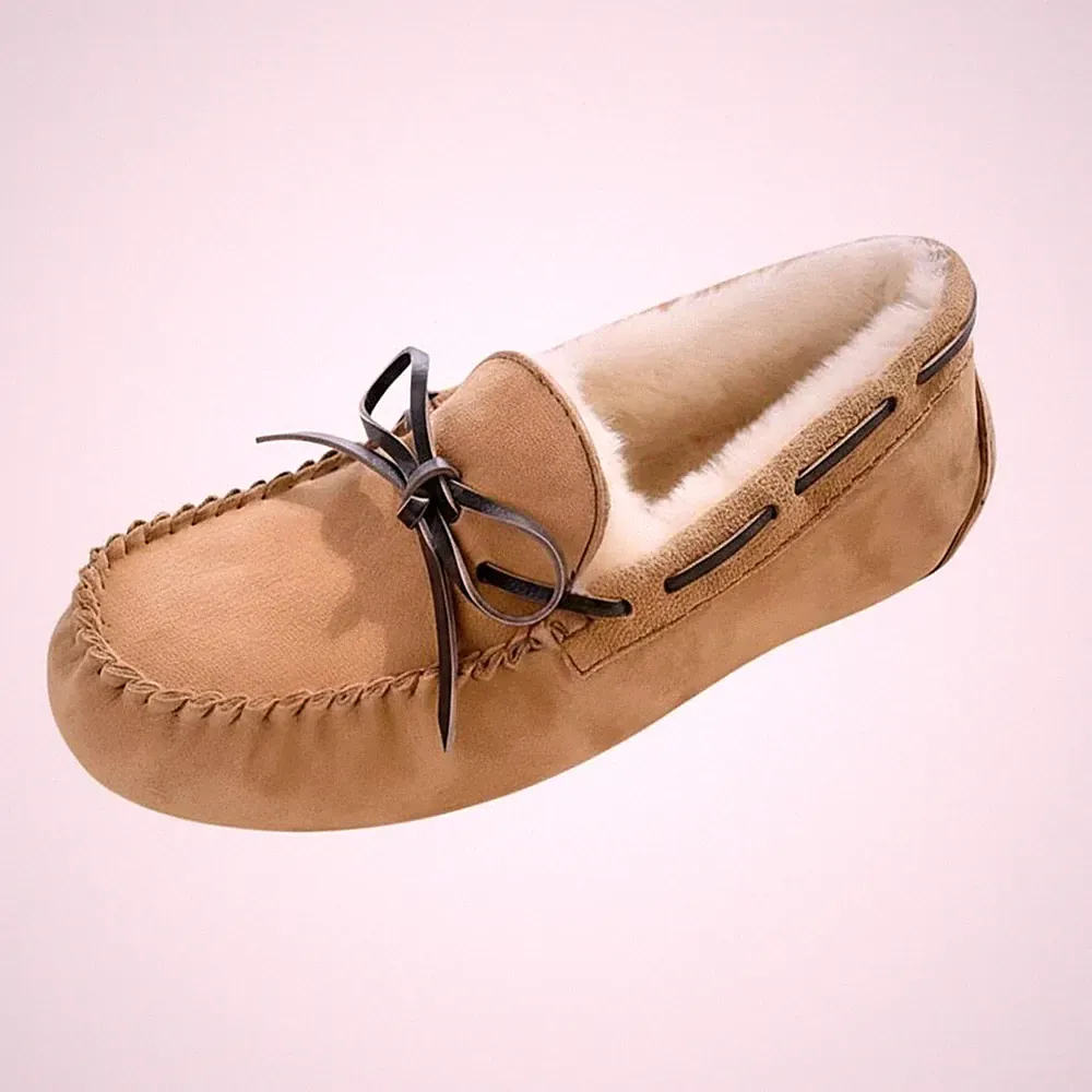 Damen Shearling Leder Loafer, Slip-On, Plüschfutter, Winter, 2025