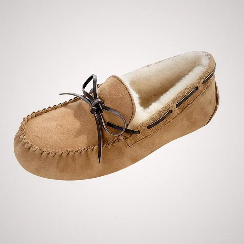 Damen Shearling Mokassin Loafer, Echtes Leder, Winter, Slip-On, 2025