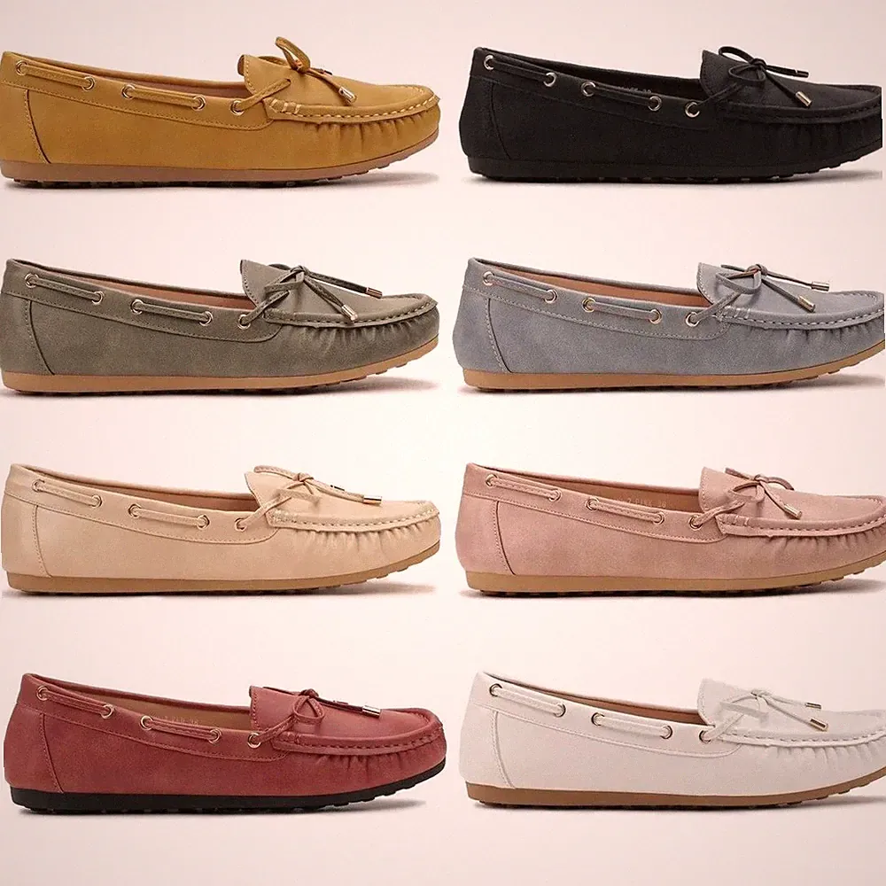 Damen Slip On Mokassins Freizeit Ballerina Kunstleder Loafer Elegant Halbschuhe