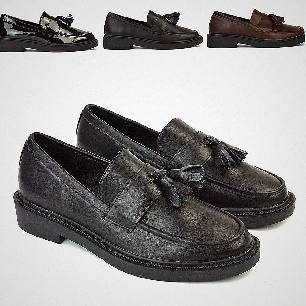 Damen-Slipper Halbschuhe Damen Quaste Freizeit Arbeit Pumps Schule Schuhe Größe 3-8