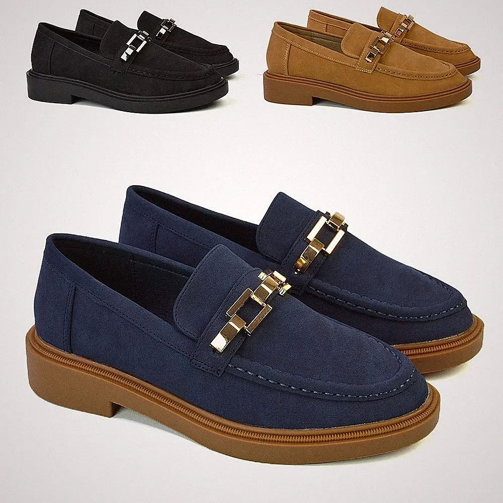 Damen-Slipper Halbschuhe niedriger Absatz flexibel Freizeit Arbeit Büro Schule Uniform Schuhe