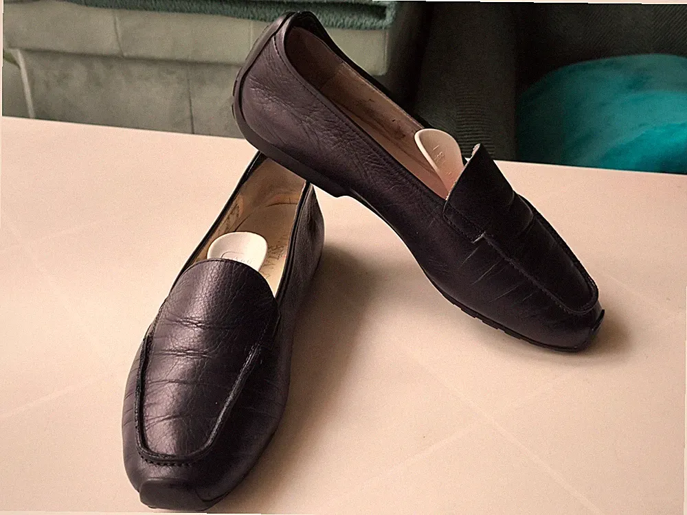 Damen Slipper / Loafer Gr. 39 Echtleder dunkelblau