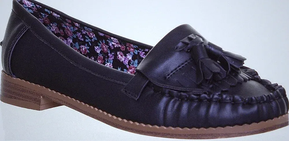 Damen Slipper Loafer Mit Quasten Damen Flache Slip On Schuhe Schwarz 2–8