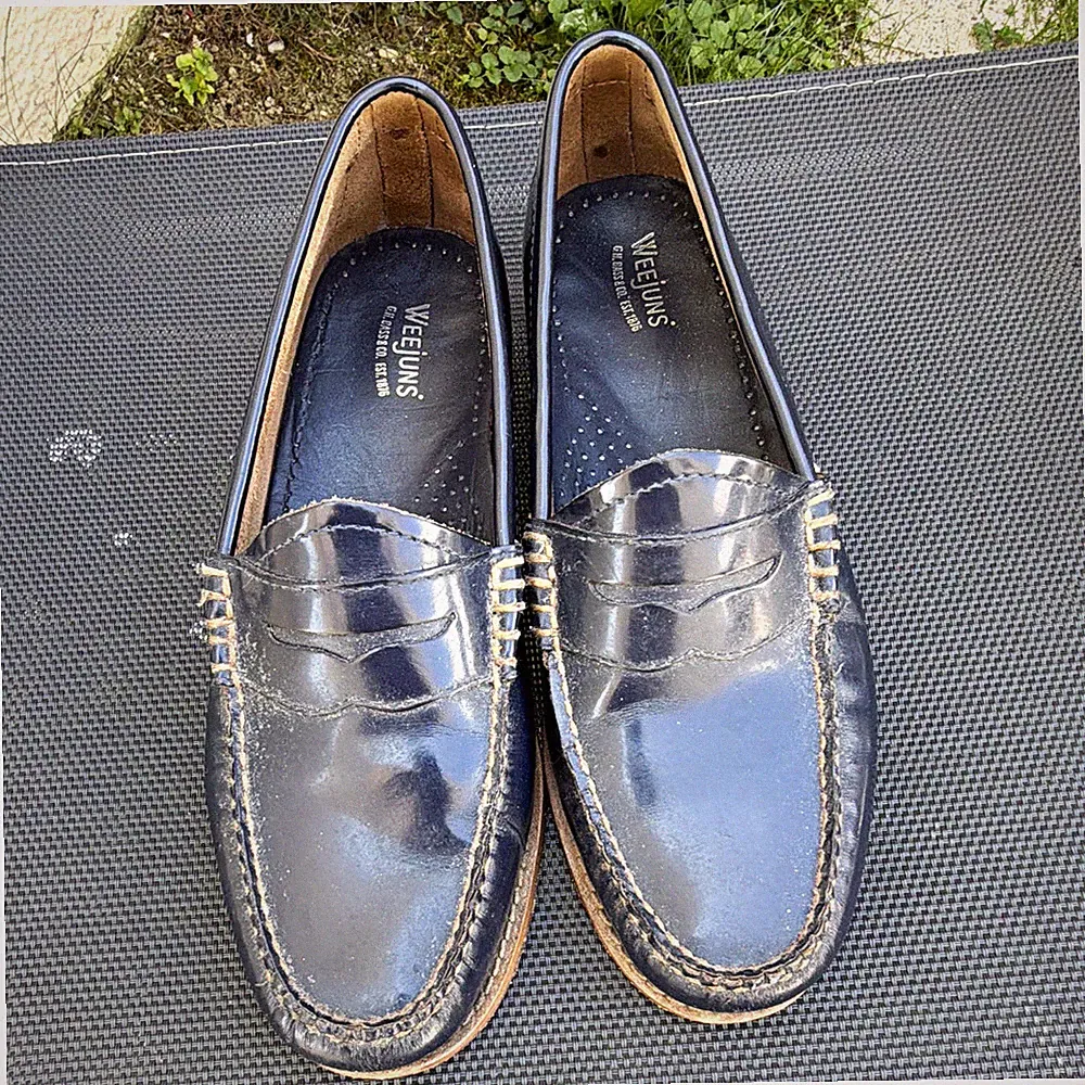 Damen Slipper Loafer Mokassin Leder Blau Ziernähte Slip-On EU 38 NP:210€ WEEJUNS