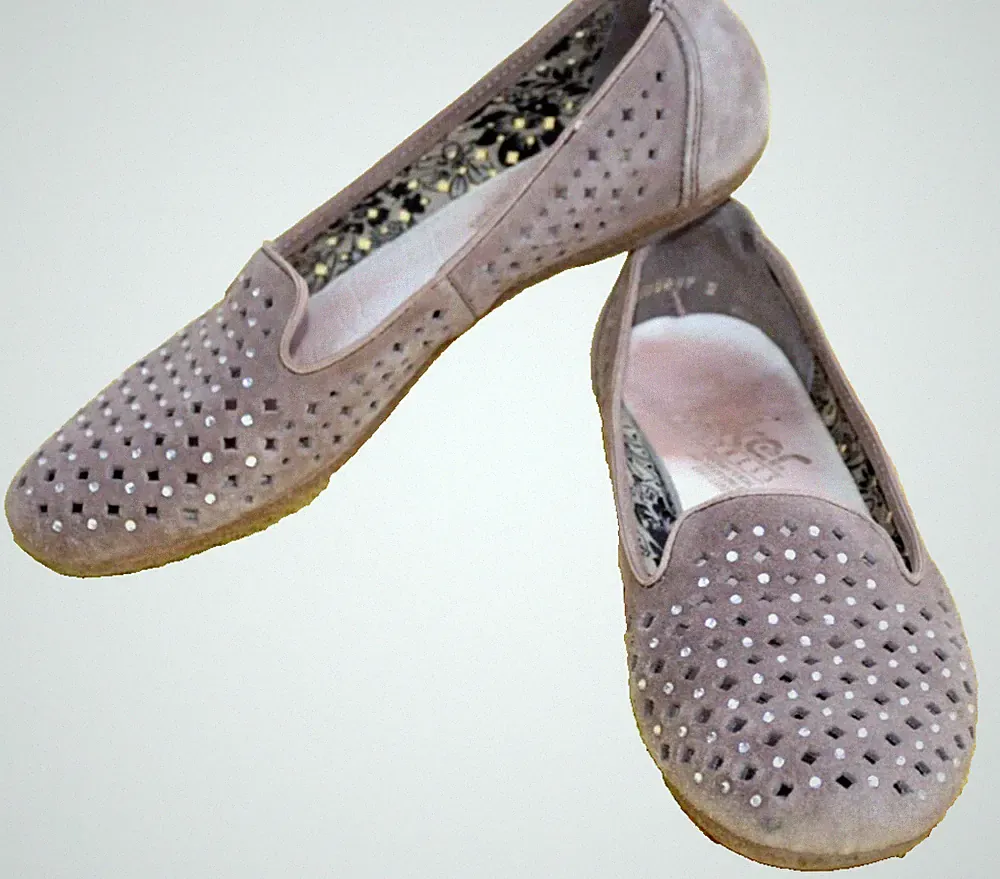 Damen Sommer Rieker Ballerina Glitzersteinchen Gr. 37 top Zustand Loafers Schuhe