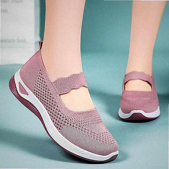 Damen-Sommer-Slip-On-Flachschuhe, Atmungsaktive Leichte Loafers, Größe 39 - H740
