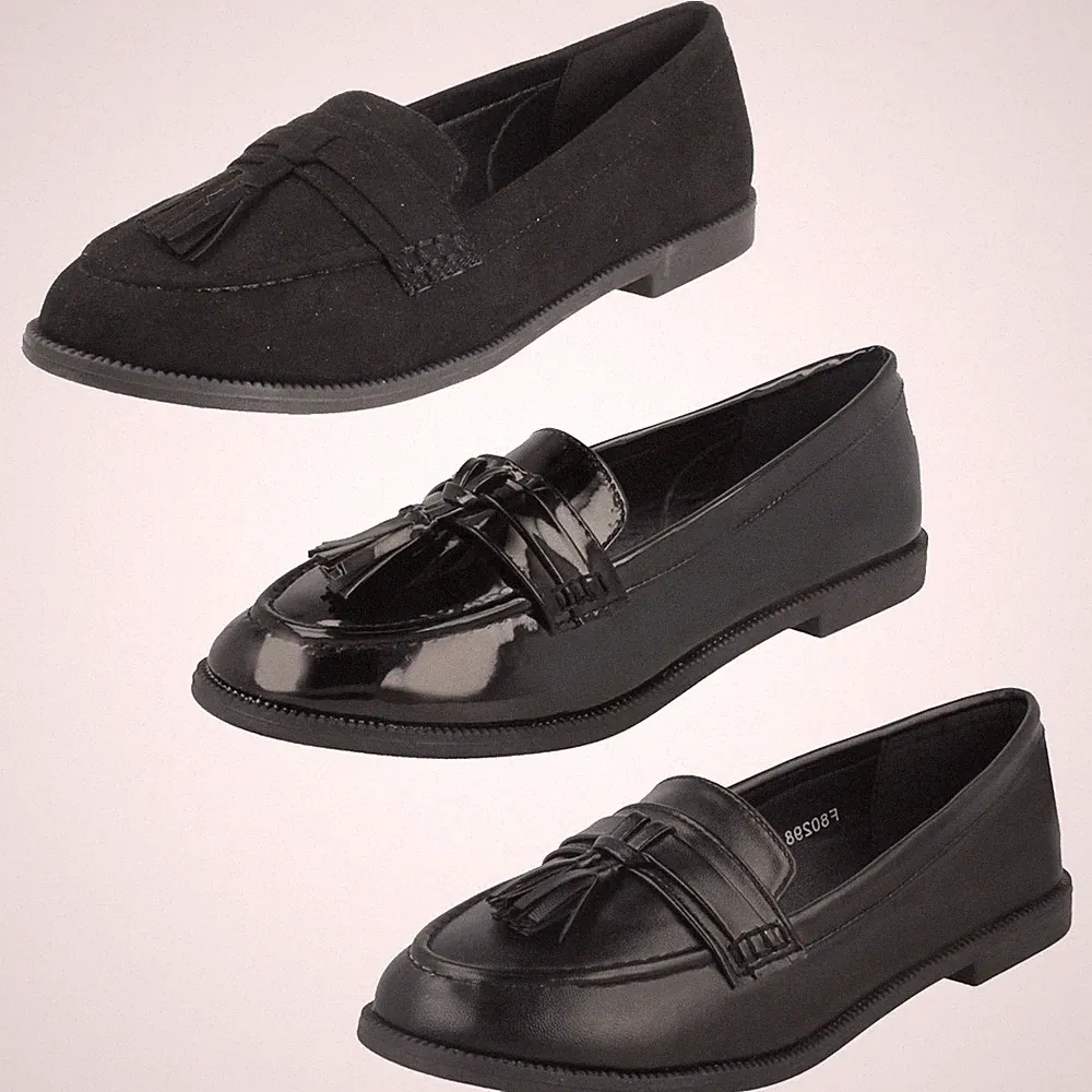 Damen Spot On Flache Slip On Smarte Casual Loafer Mit Quaste Trim "F8R0298"