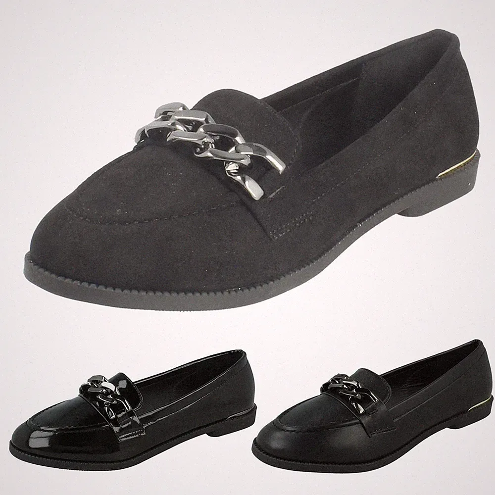 Damen Spot On Smarte Formelle Slip-On Arbeitsbüro Flache Loafer Schuhe - F8R0545