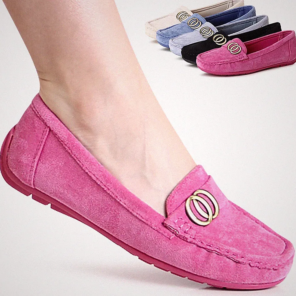 Damen Velours Mokassins Komfort Slipper Halbschuhe Loafer Gepolstert