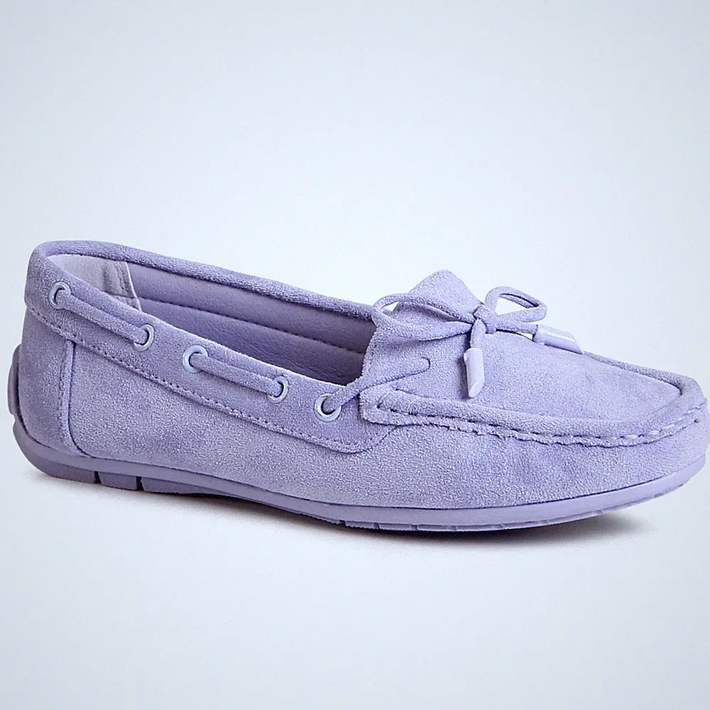 Damen Velours Mokassins Komfort Slipper Halbschuhe Loafer Schleife Trendy