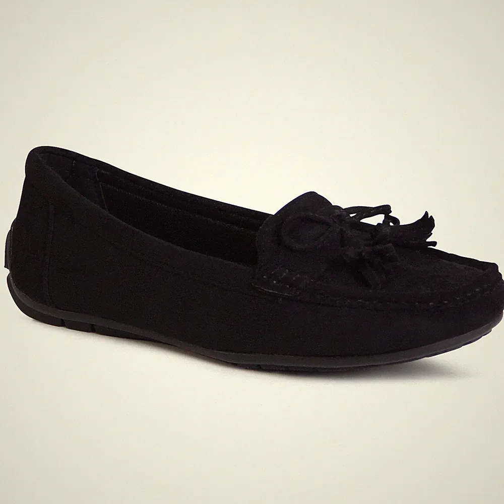 Damen Velours Mokassins Komfort Slipper Halbschuhe Loafer Slip On Schleife