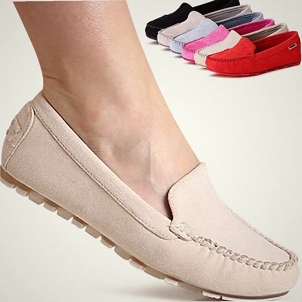 Damen Velours Mokassins Komfort Slipper Halbschuhe Loafer Slip On Trendy