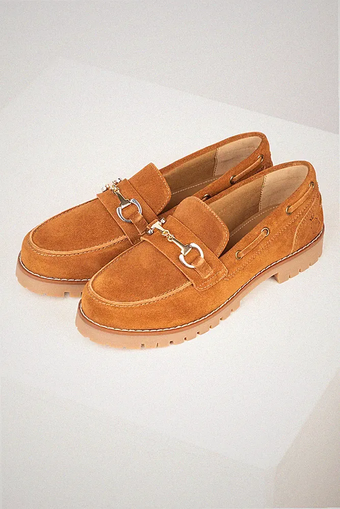Damen Wildleder Halbschuhe klobige Sohle Damen Reitsport Halbschuhe Deck Schuhe Rydale