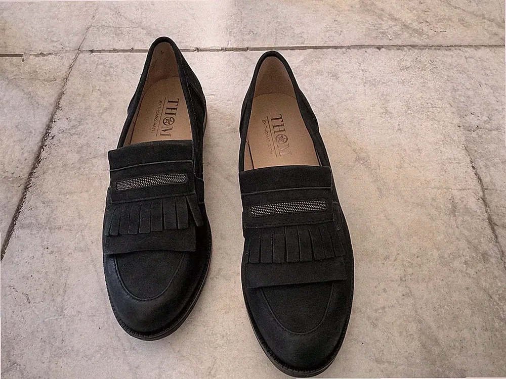 damenschuhe 36,5 Loafer Thom by Thomas Rath Schwarz Edele Nubukleder