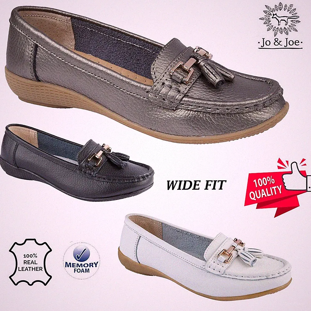 Damenschuhe breite Passform Slipper Memory Foam Arbeit Büro Leder Halbschuh Größe