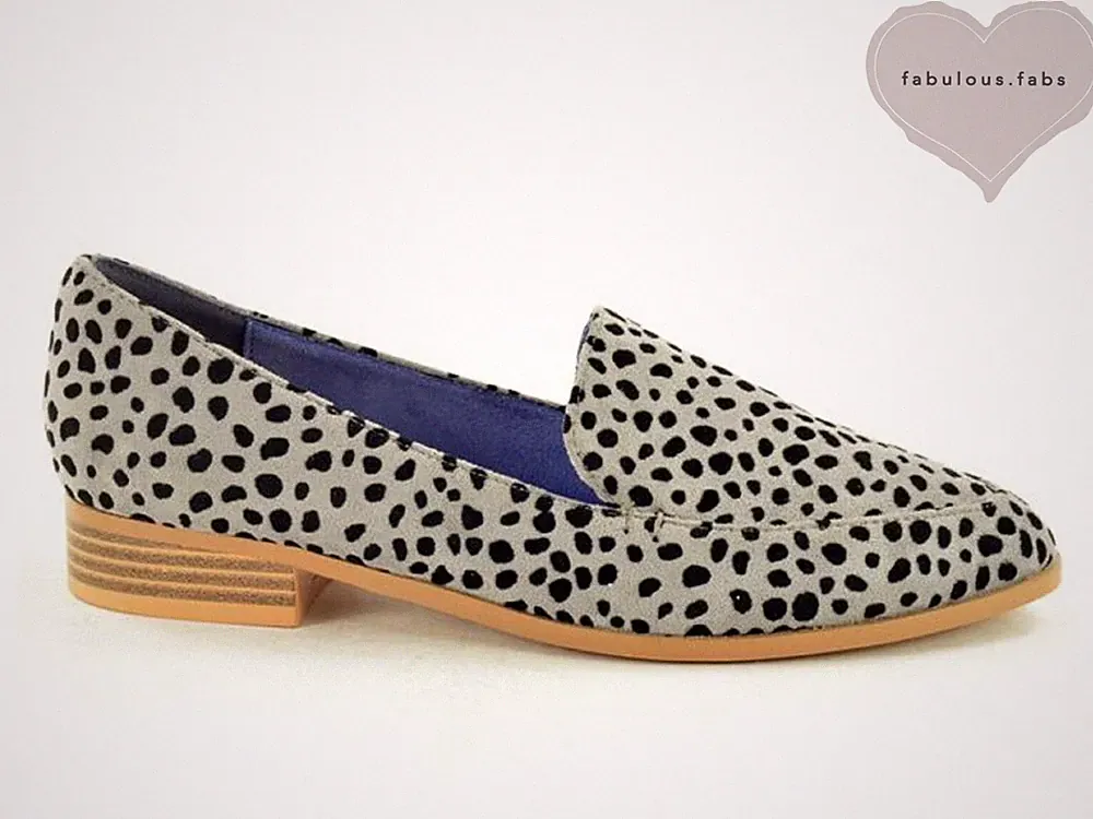 Damenschuhe Dalmation Smart Print Halbschuhe Fabs Animal grau schicke Slipper flache Schuhe