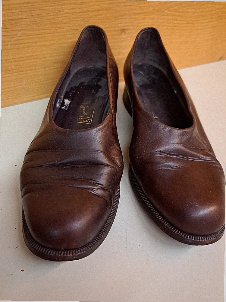 Damenschuhe, Gr 36, elegante Loafers, Leder dunkel rotbraun, Italien, gebraucht