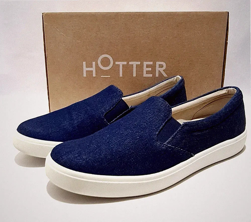 Damenschuhe Hotter Größe 9 UK Bootsschuh Halbschuh marineblau Denim