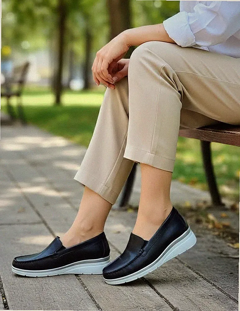 DAMENSCHUHE KOMFORT LEDER BLAU SOFT LEDER FUSSBETT 21223 MOKASSIN