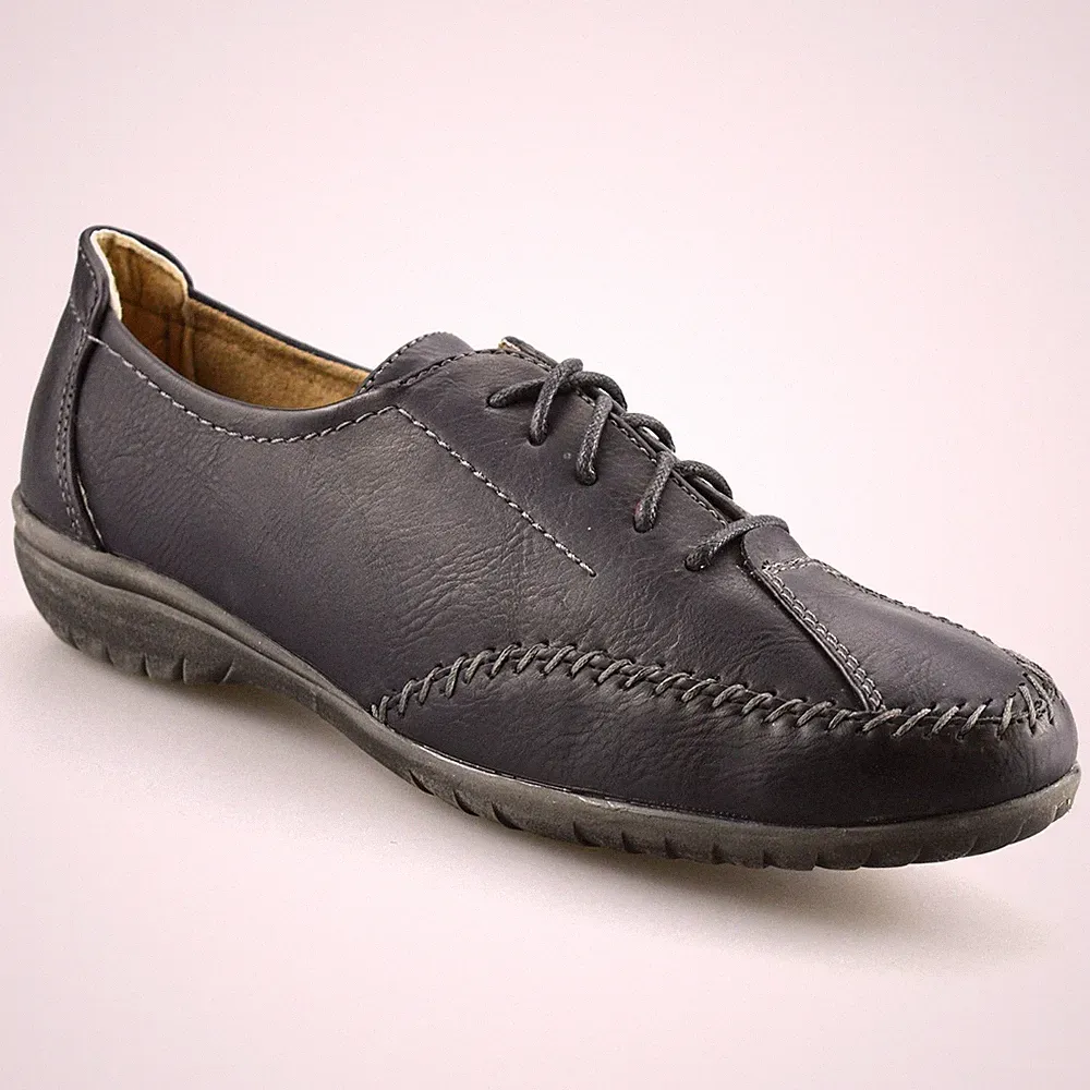 Damenschuhe mittelhoher Keilabsatz bequem Schnürschuhe Smart Freizeit Arbeit Pumps Größe