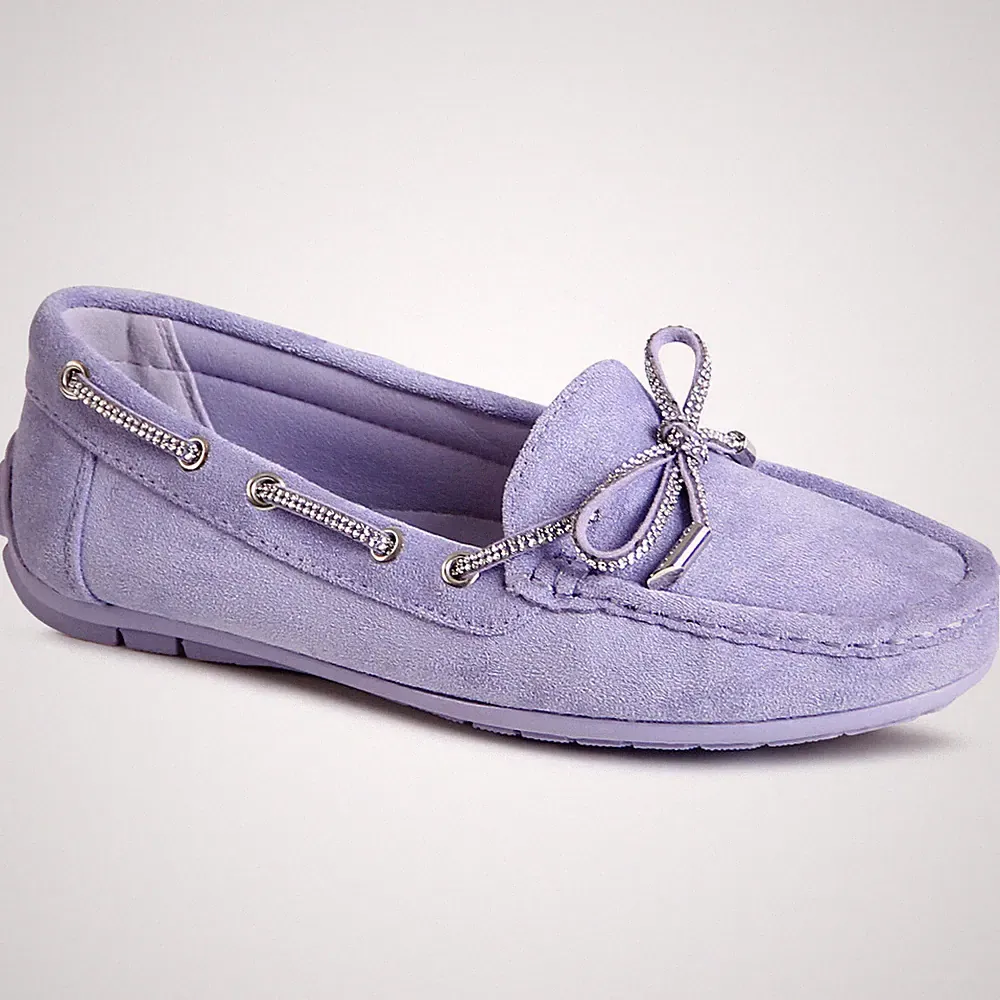 Damenschuhe Velours Mokassins Komfort Slipper Halbschuhe Loafer Glitzer Schleife