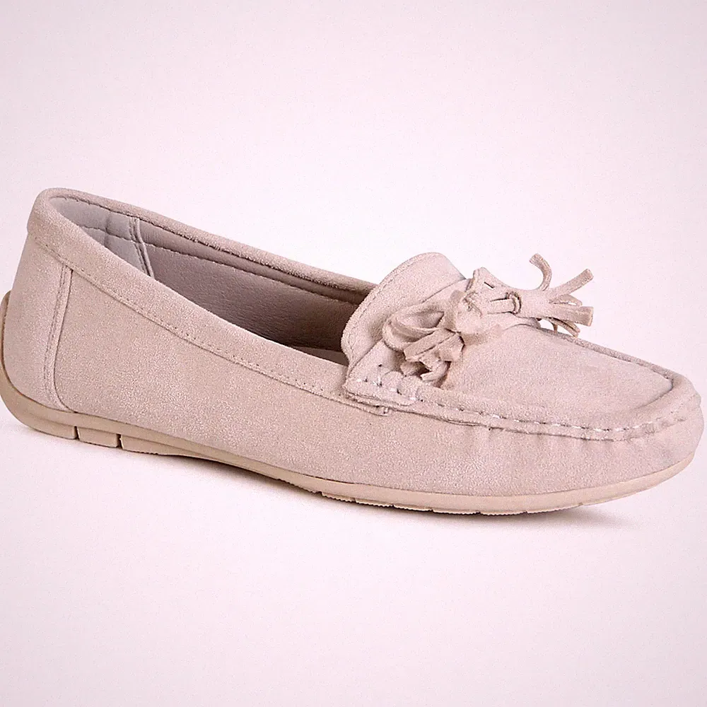 Damenschuhe Velours Mokassins Komfort Slipper Halbschuhe Loafer Slip On Schleife