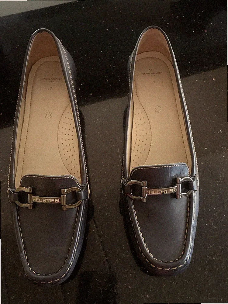 Daniel Hechter Damen Slipper Gr. 41 Echtleder Loafer Softline Blau