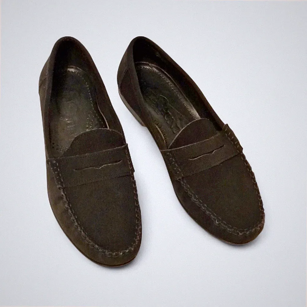 DANIEL HUNT CHICAGO Herren Halbschuhe 41 Wildleder Schwarz Elegant Penny Loafer Leder