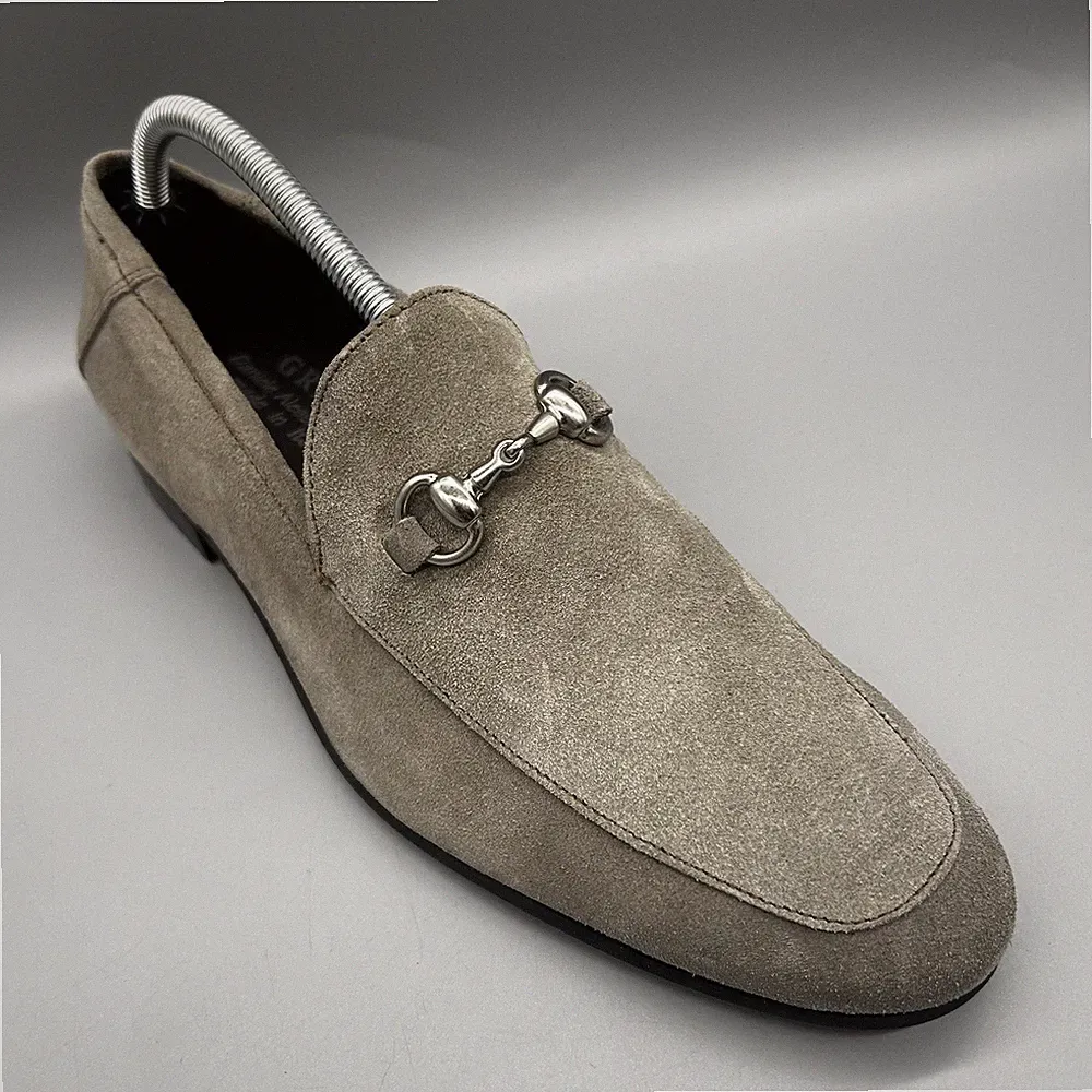 Daniele Alessandrini Grau Taupe Leder Wildleder Halbschuh Schuhe Herren Uk 7 EU 41