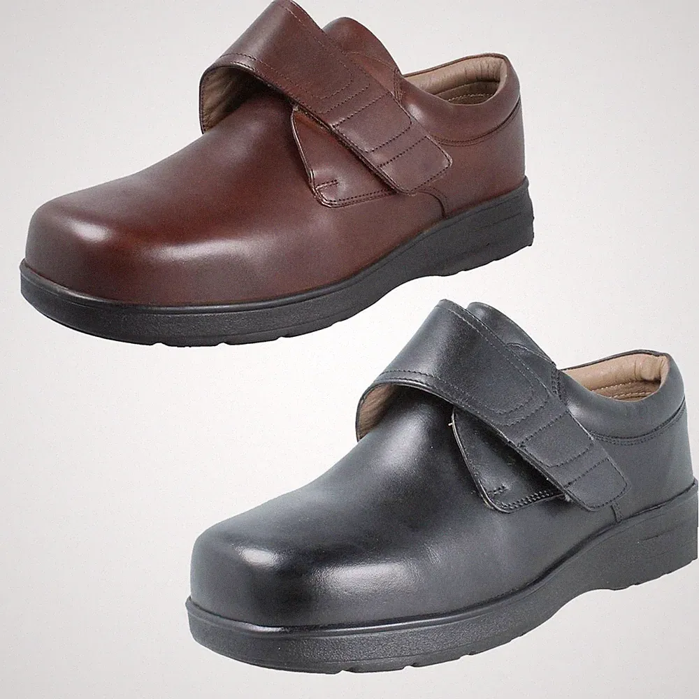DB Shoes Herren Lederschuhe Variable Passform Extra Weit Dress Loafer - Benny